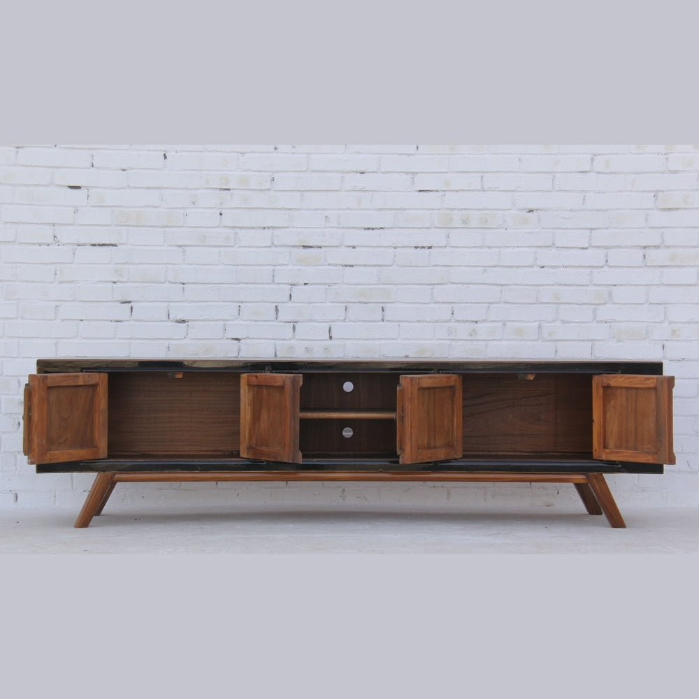 XXL China Lowboard massiv Holz Schwarz