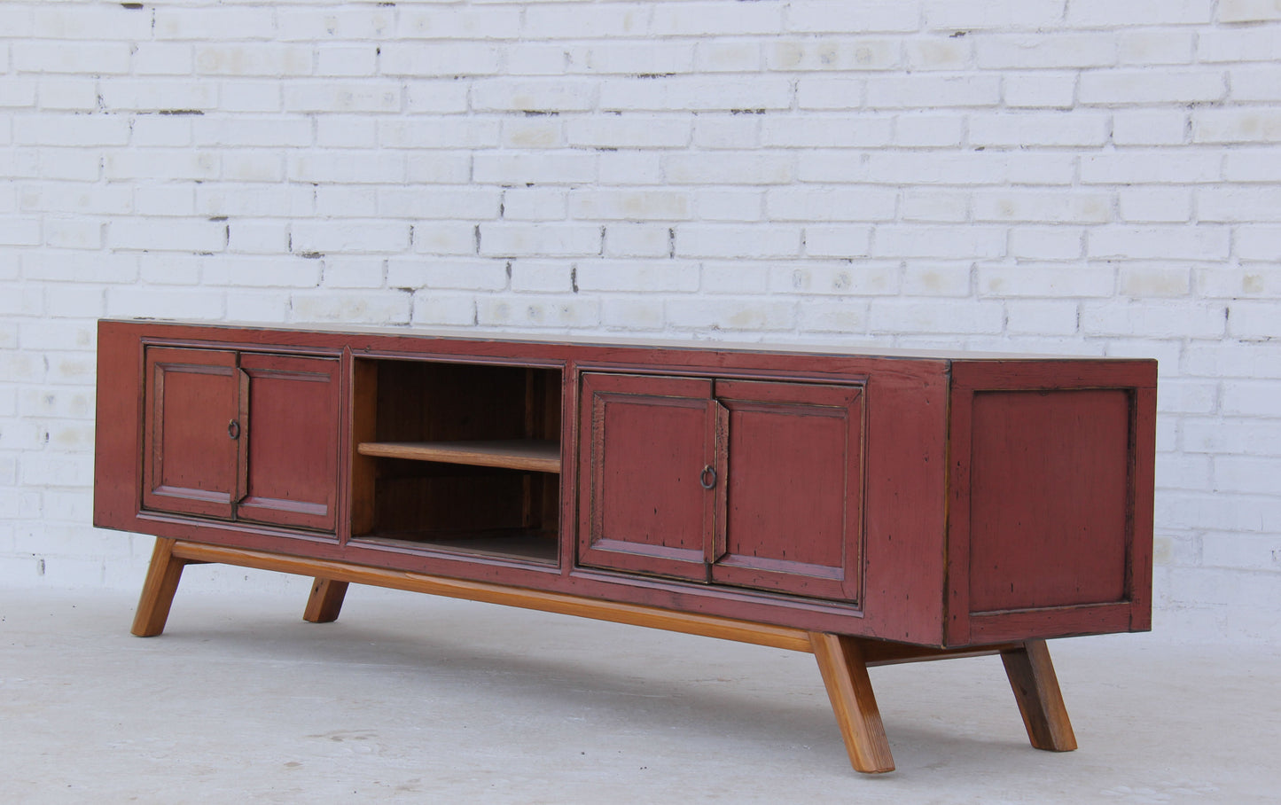 TV Shabby Chic China Lowboard Massivholz Altrosa 200cm