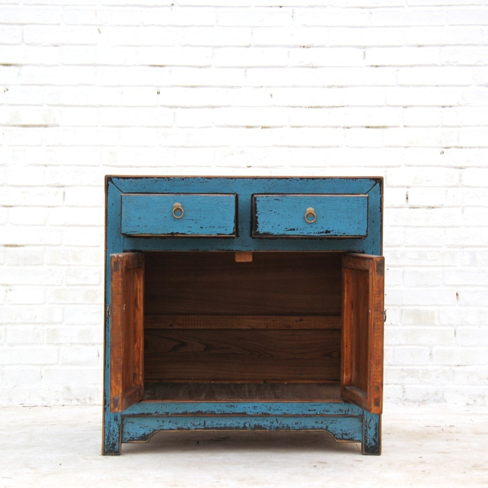 Asia Kommode Shabby Chic Stil aus Massivholz mit metalischen Knäufen