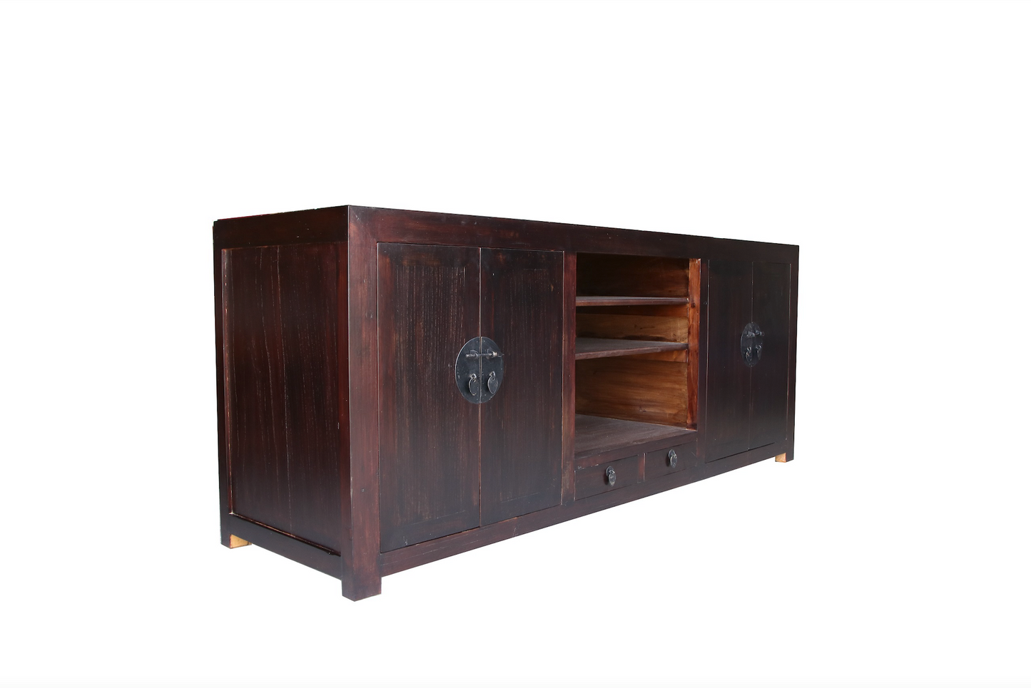 Anrichte aus Massivholz mit offener Struktur und warmer Farbgebung