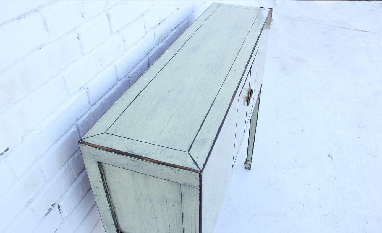 Sekretär mit kleinem Fach und weißer Patina im Shabby Chic Stil