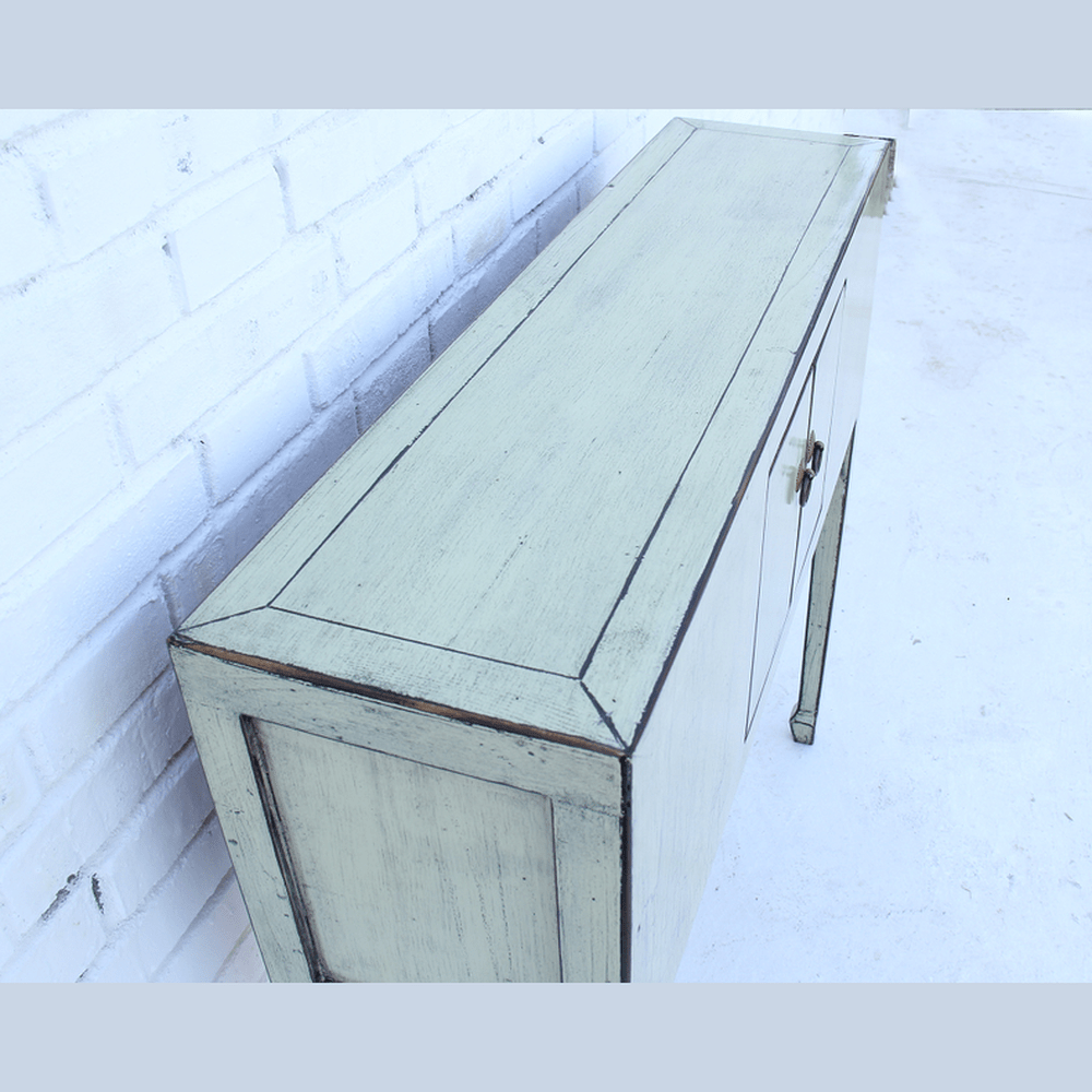 Sekretär mit kleinem Fach und weißer Patina im Shabby Chic Stil