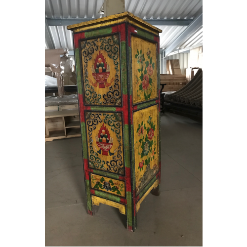 Tibet Konsole Nichenschrank bunte Motivbemalung