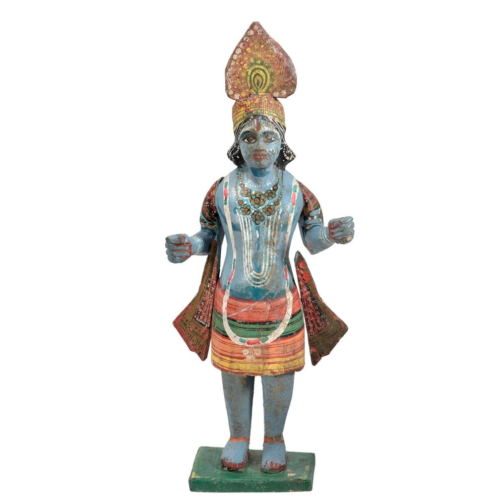 Hoelzerne Krishna Statue ca. 1940 Originalzustand