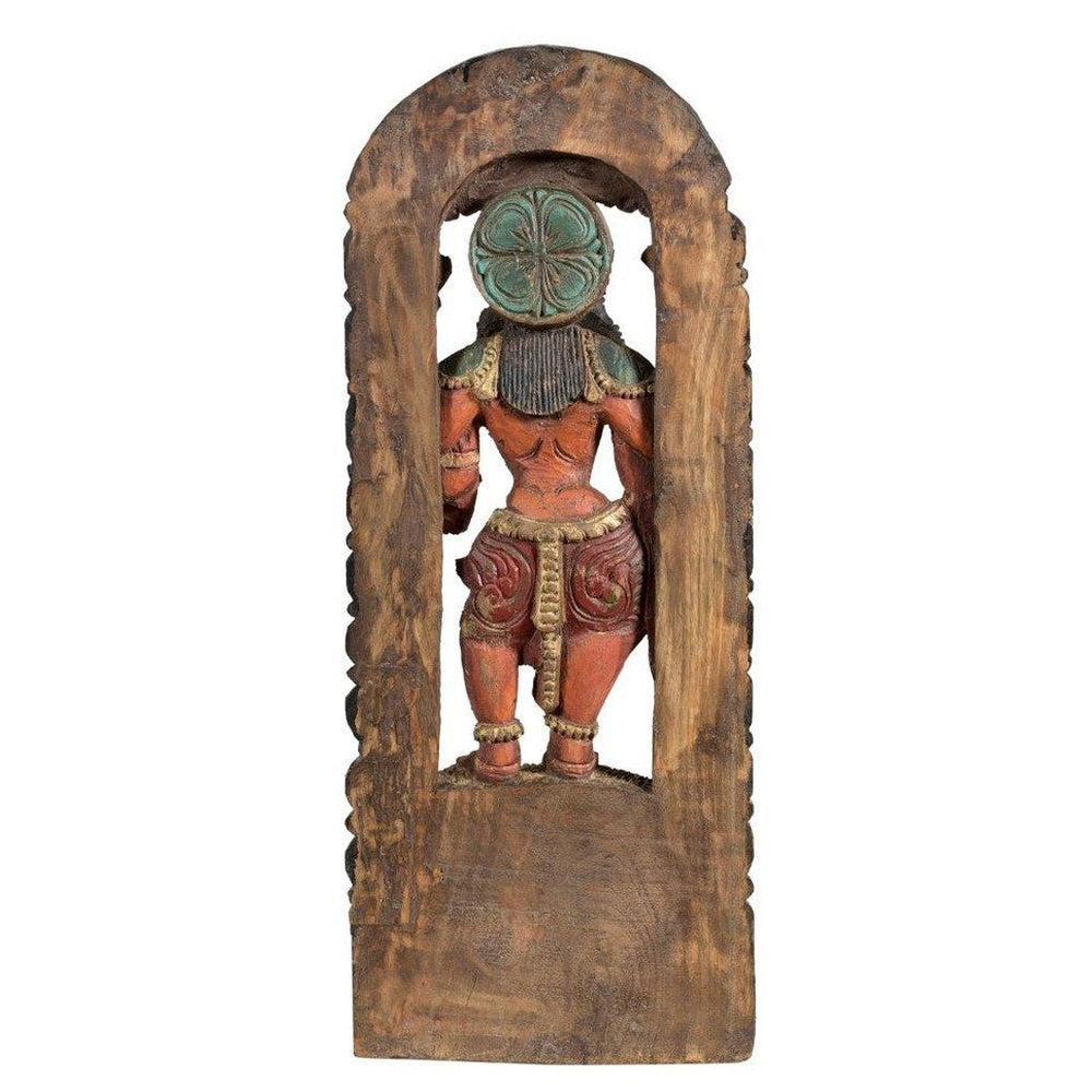 Handbemalte indische Statue aus Teakholz