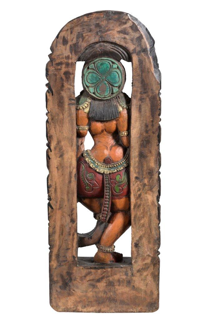 Bunt bemalte indische Statue aus Holz