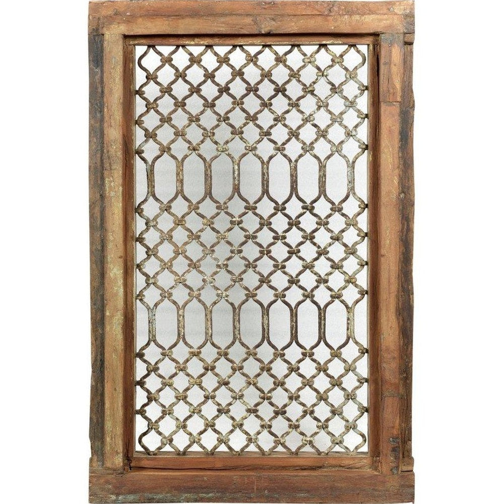 Traditionelles Jali Fenster aus Teakholz