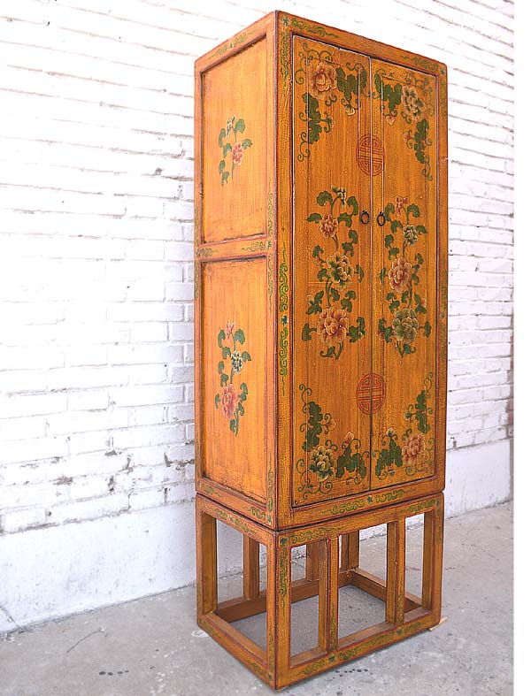 Tibet China Kommode Floral gelb