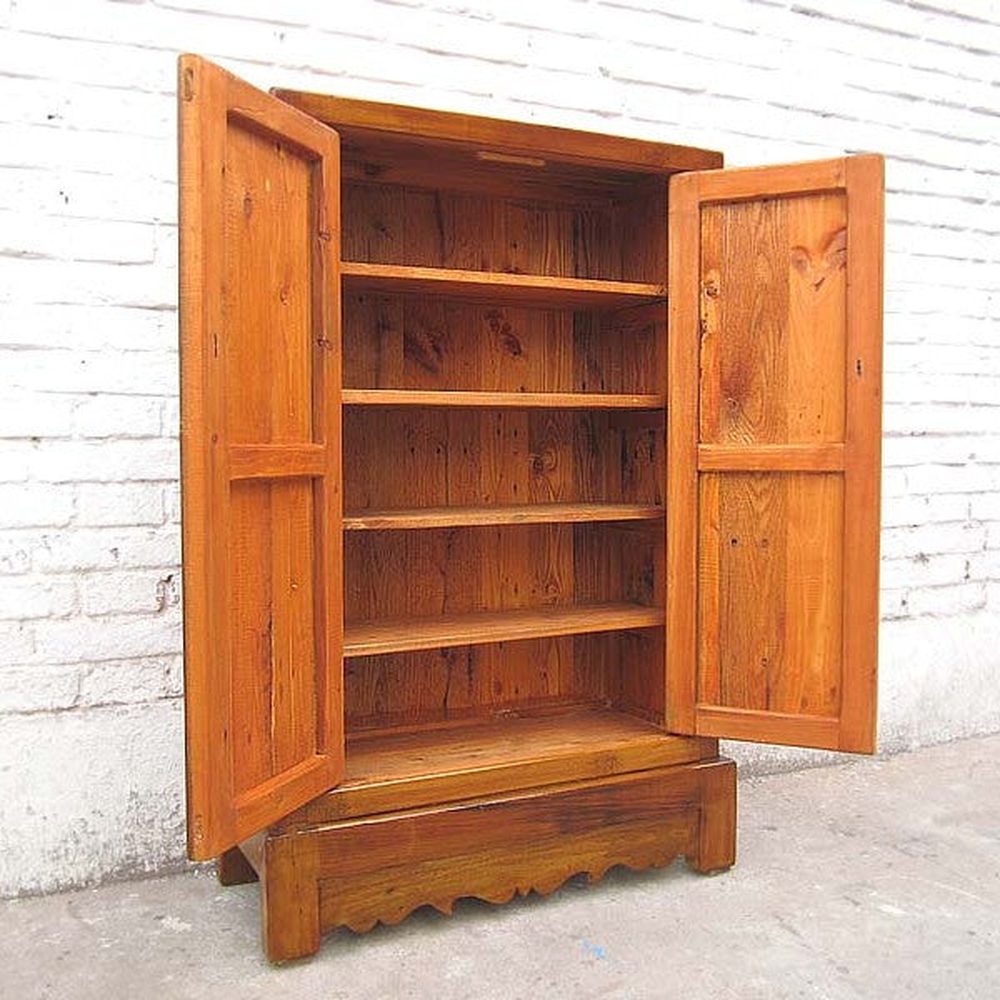 China schlanke halbhohe CD-Kommode Schrank honig Pinie