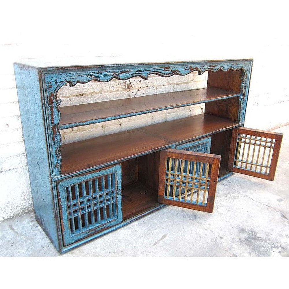 Asien Anrichte Regal Ziergitter azurblau Pinie