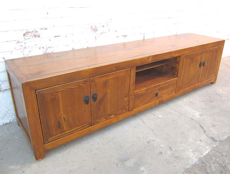 China überbreite TV Kommode Lowboard für Flachbildschirm Antiklook vintage Holz honigbraun