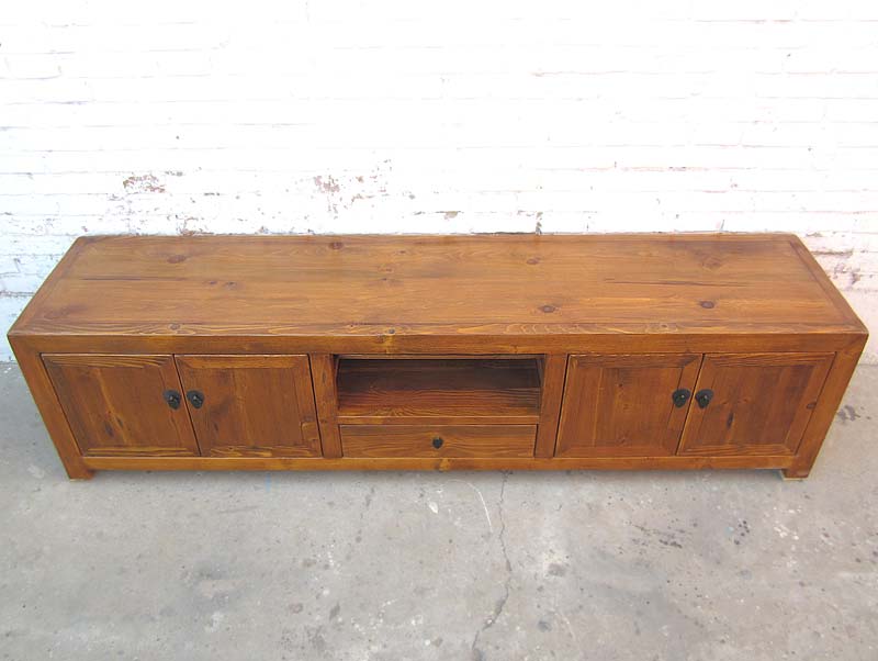 China überbreite TV Kommode Lowboard für Flachbildschirm Antiklook vintage Holz honigbraun