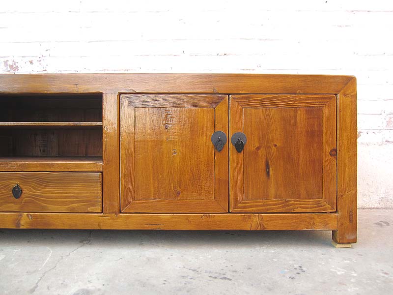 China überbreite TV Kommode Lowboard für Flachbildschirm Antiklook vintage Holz honigbraun