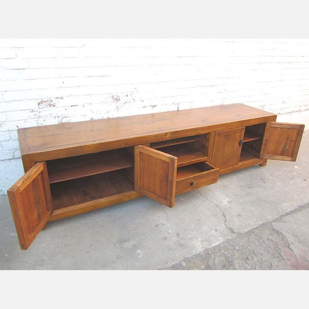 China überbreite TV Kommode Lowboard für Flachbildschirm Antiklook vintage Holz honigbraun