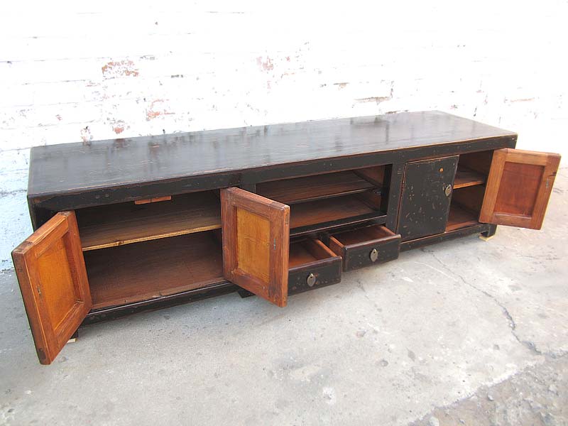 Asien TV Kommode Lowboard für Flachbildschirm Antikholz schwarz vintage Look