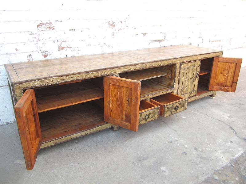 China große Fernseh Kommode Lowboard für Flachbildschirm antik Look vintage finish Holz