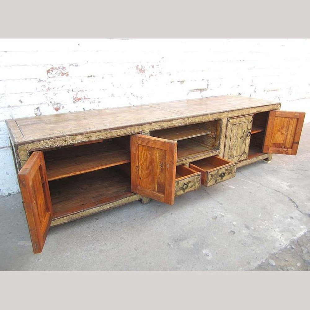 China große Fernseh Kommode Lowboard für Flachbildschirm antik Look vintage finish Holz