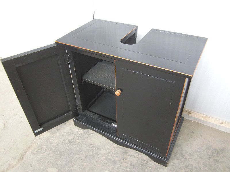 China Unterschrank Waschtisch Pinie Hochglanz schwarz