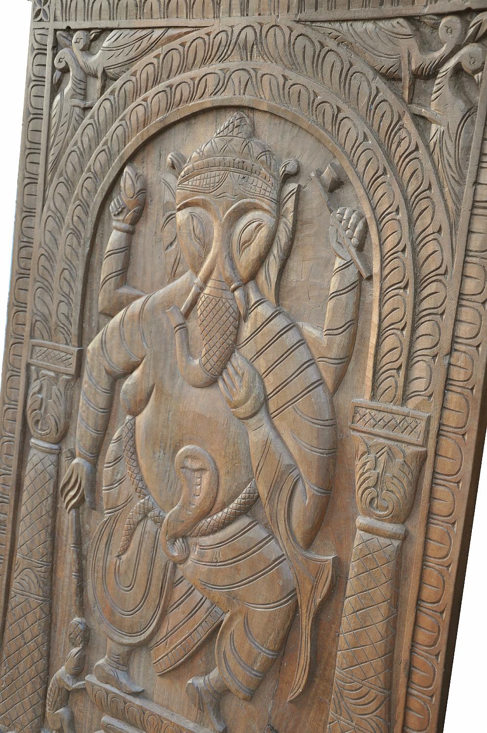 South India 1910 massives geschnitztes Wandbild Panel Gottheit