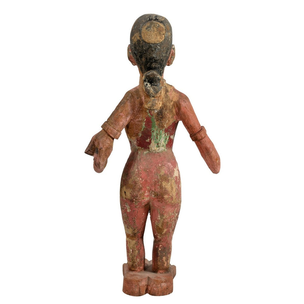 Indien Frauenfigur Skulptur bunt bemaltes Holz Folklore Rajasthan 1920