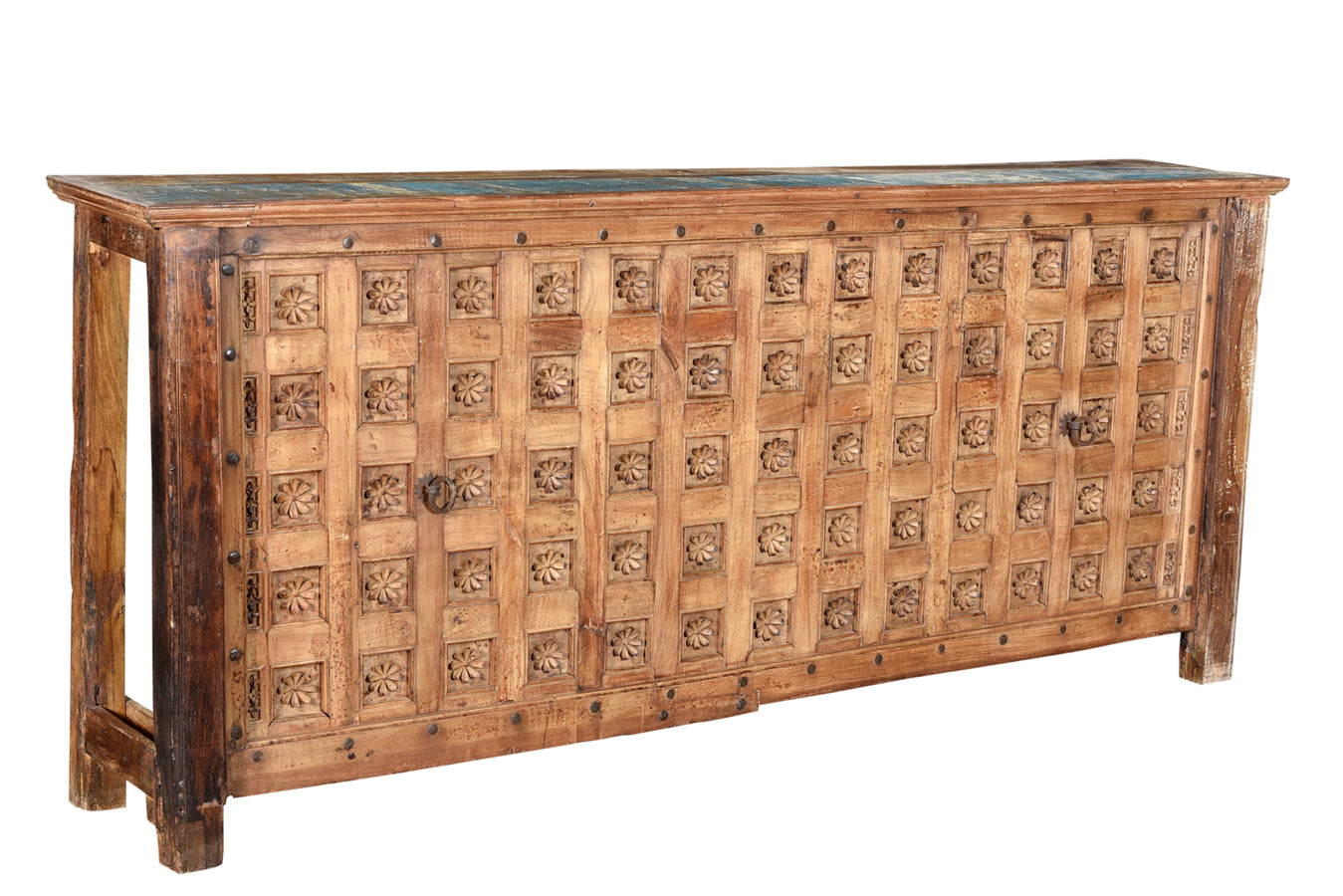 Indien extrem breite Konsole Sideboard Bar Theke aus beschnitztem Deckenpanel