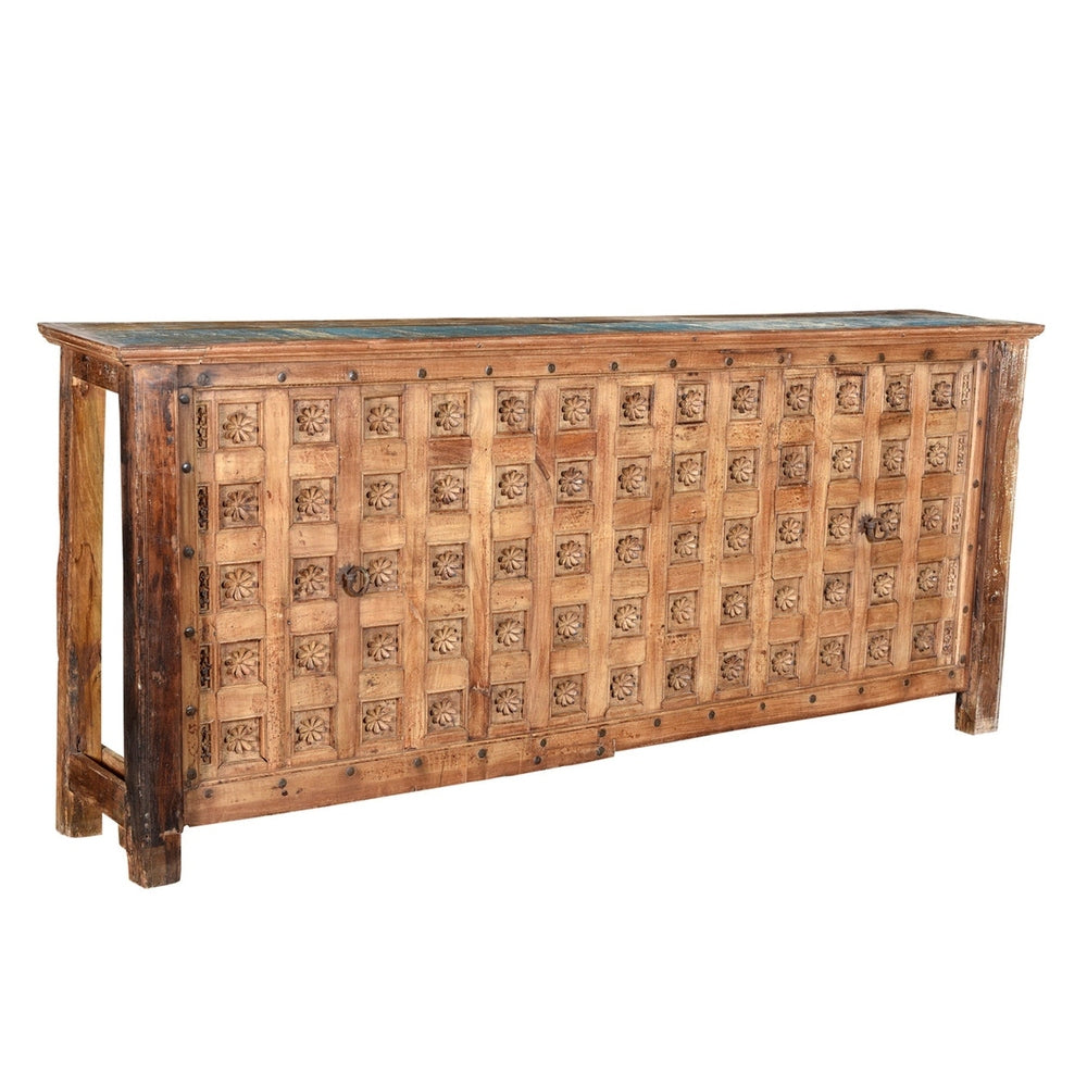 Indien extrem breite Konsole Sideboard Bar Theke aus beschnitztem Deckenpanel