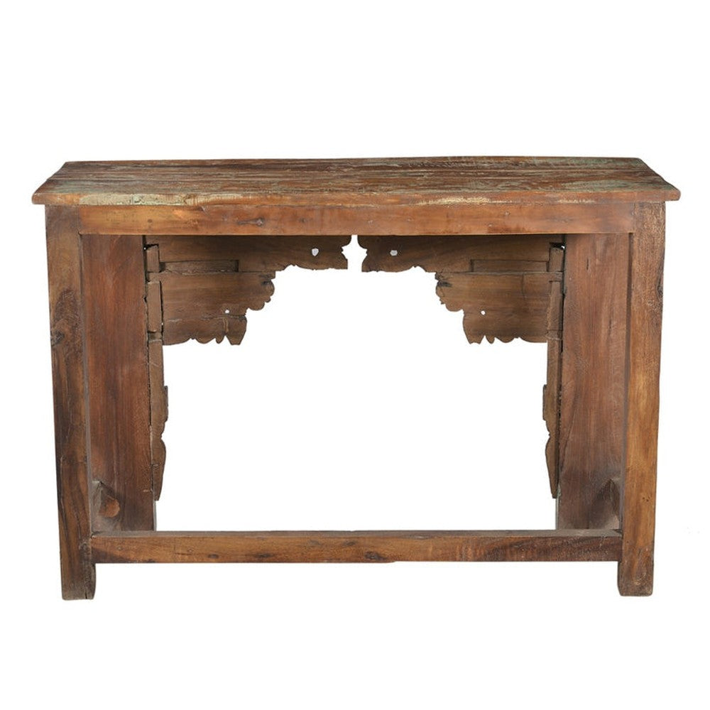 India breite Konsole Sideboard Tisch antike Schnitzerei und Bemalung Rajasthan