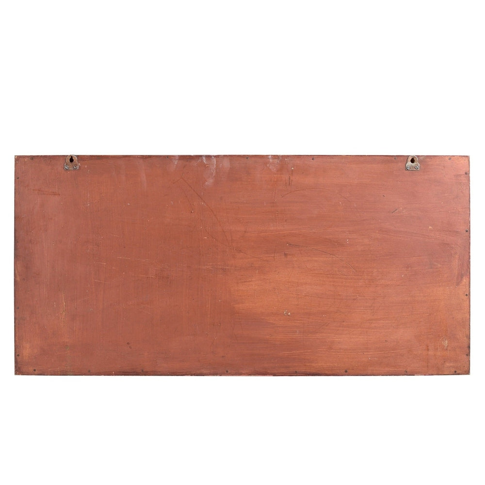 Indien 1965 Wandbild traditionelle Naturszene rotbrauner Holzrahmen Querformat