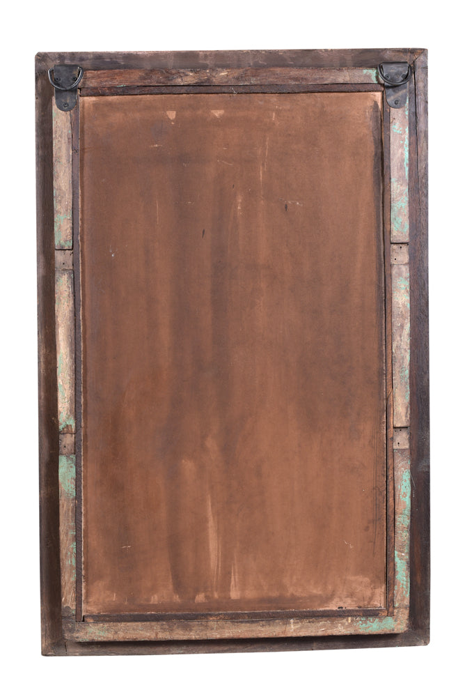 Indien großer schön proportionierter Spiegel türkisblauer Holzrahmen aus Goa Möbel