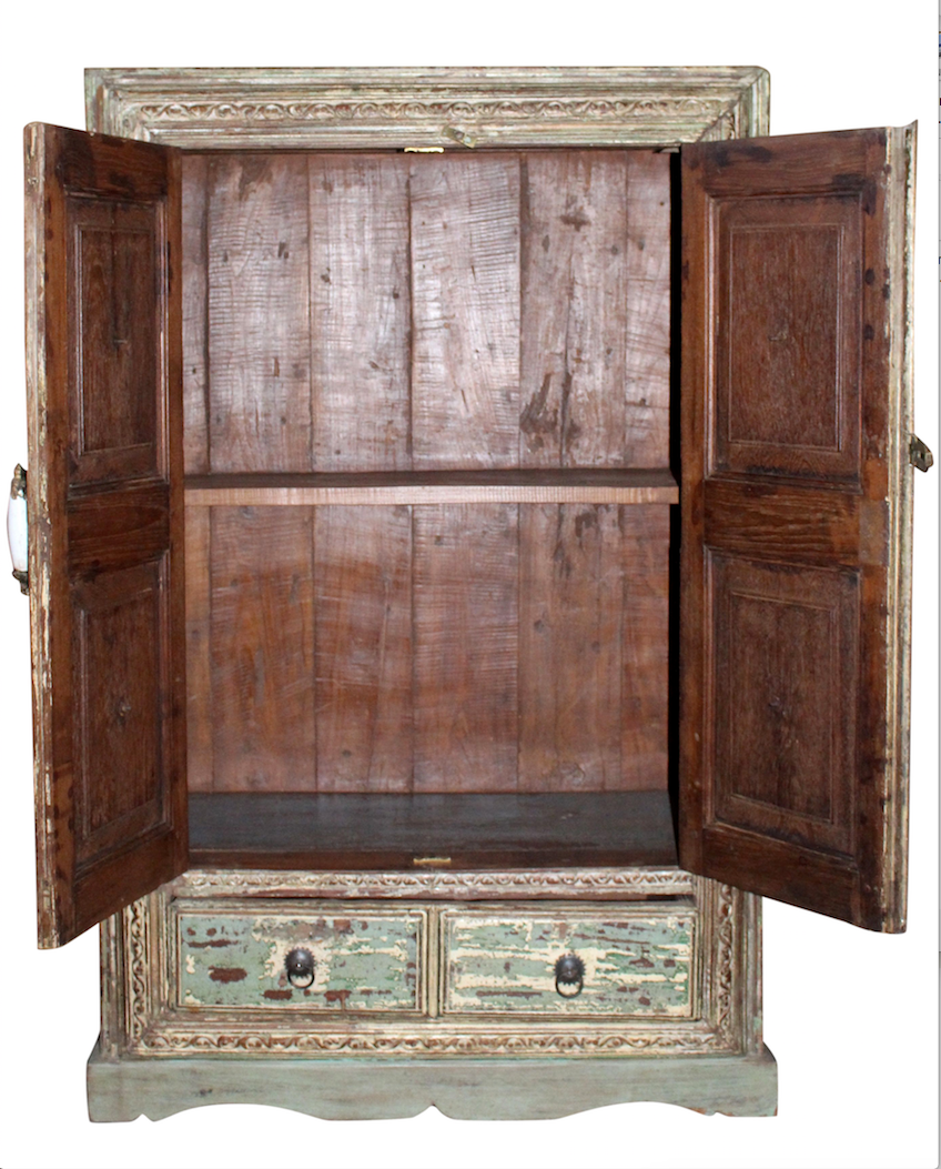 Indien Schrank Pastell Grün Antik