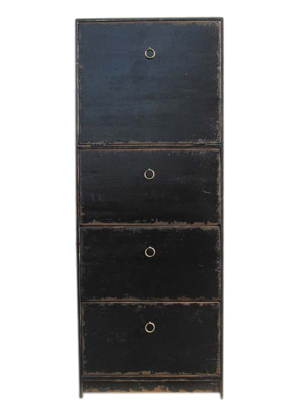 China hohe Kommode Schuhschrank schwarz