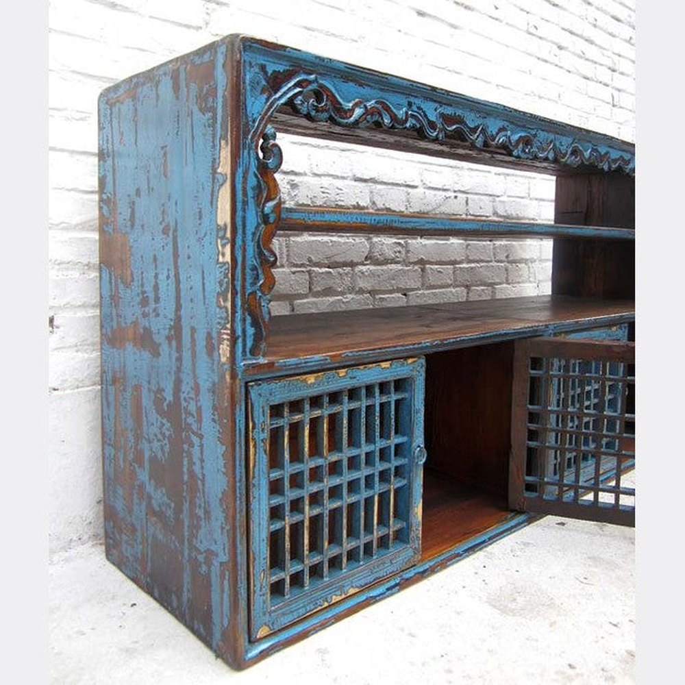 China shabby chic breite Kommode Regal Anrichte Sideboard Pinie antikfinish