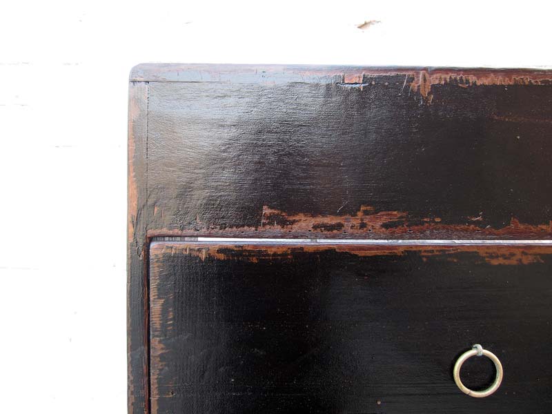 China Schuhschrank schwarz lackiert 4 breite Faecher und seitliche Schuebe