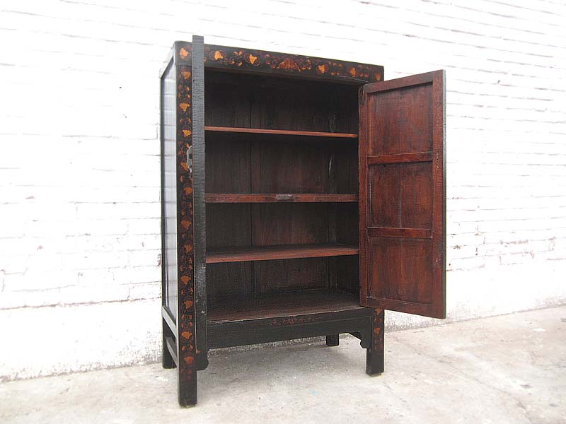 China Shanxi 1910 antike Kommode Ulme schwarz mit goldener Verzierung