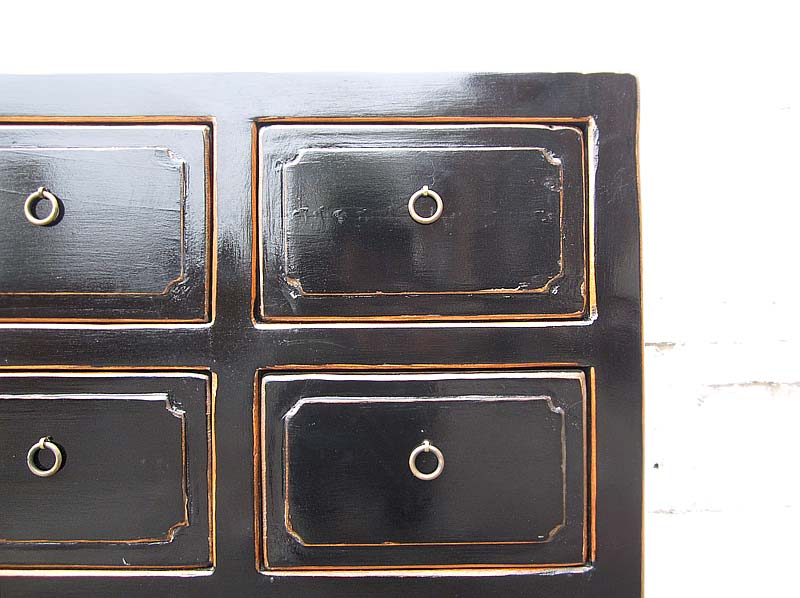 China klassische Kommode sechs Schübe Sideboard antikschwarz Pinie