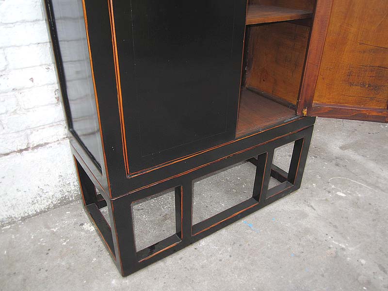 Asien Klassik Kommode Doppeltüren Lack antikschwarz Massivholz