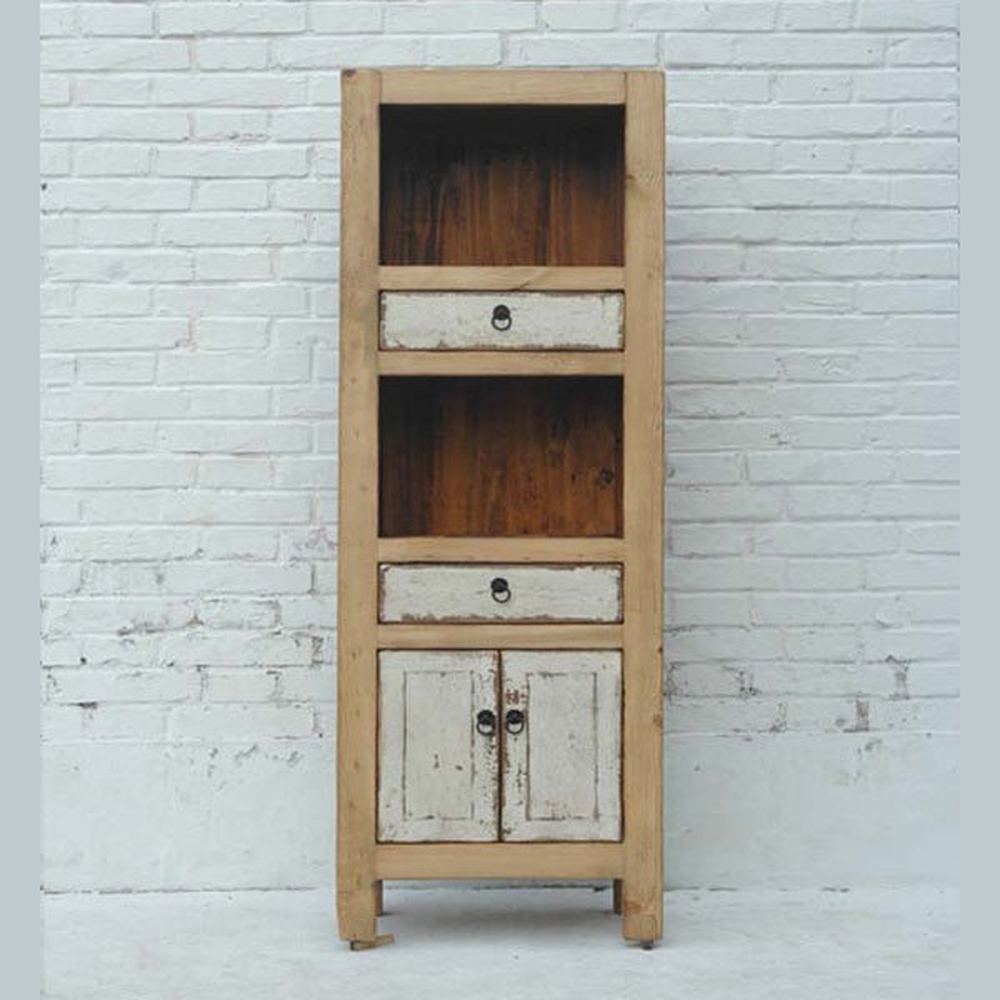 Schmaler heller Hochschrank Pinienholz Jilin 1930