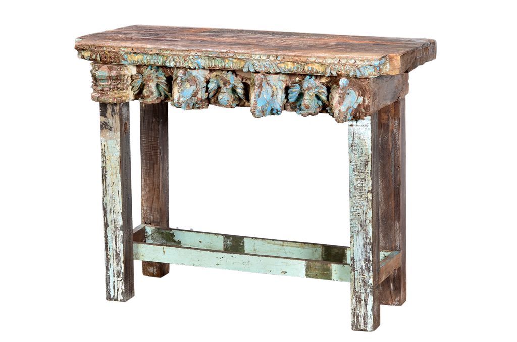 Individueller Tisch Highboard aus alten antiken Bauelementen – Handgefertigt aus Indien