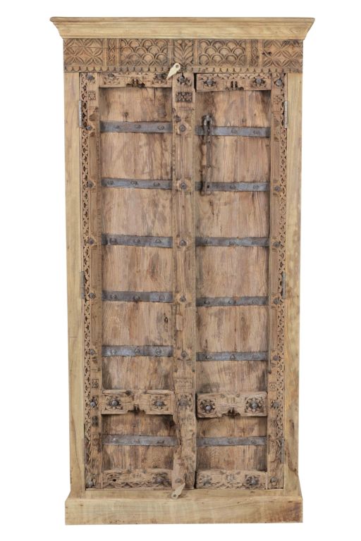 MANGO & TEAK Schrank Indien antike Tuer neuer recycelter Korpus