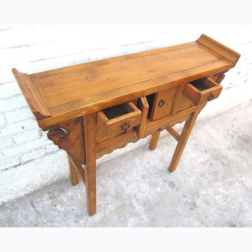 Asien Kommode Sideboard honigbraun antik Ulmenholz
