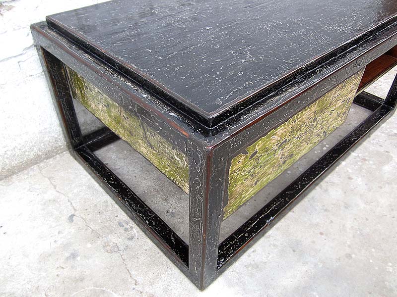 Asien Tisch Sockel shabby chic Pinie schwarz und grün