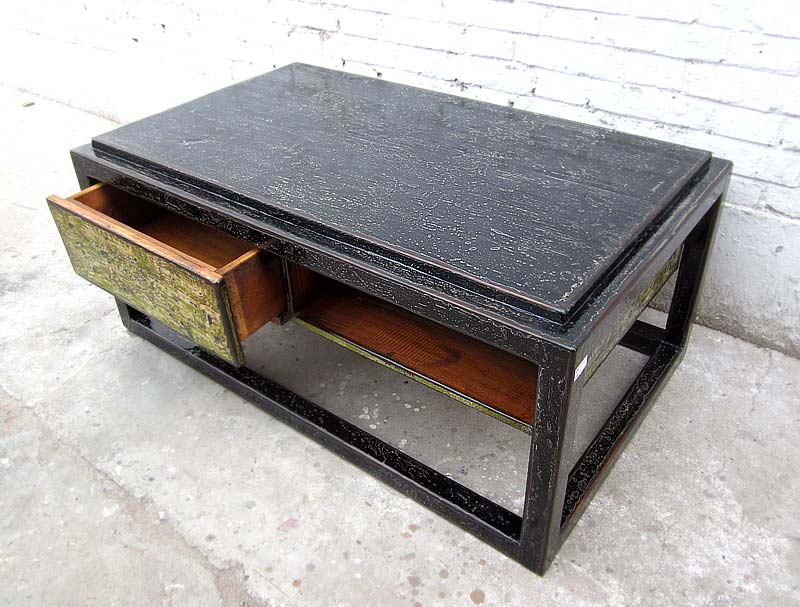 Asien Tisch Sockel shabby chic Pinie schwarz und grün