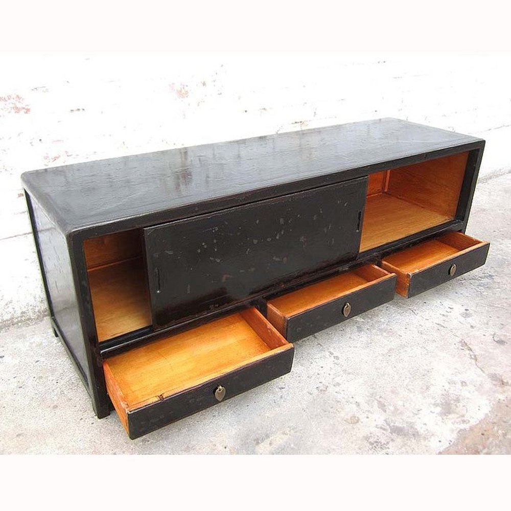 Asia koloniale Kommode TV Lowboard schwarzer Lack by Luxurypark