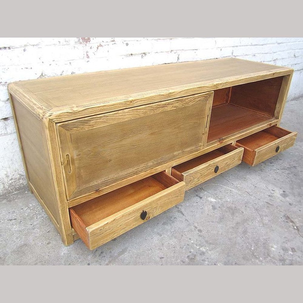Asien Lowboard Fernseh Kommode Landhausstil helle Pinie