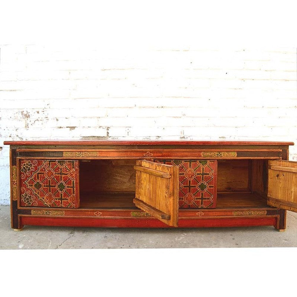 Tibet Lowboard bunte Motifbemalung Unikat