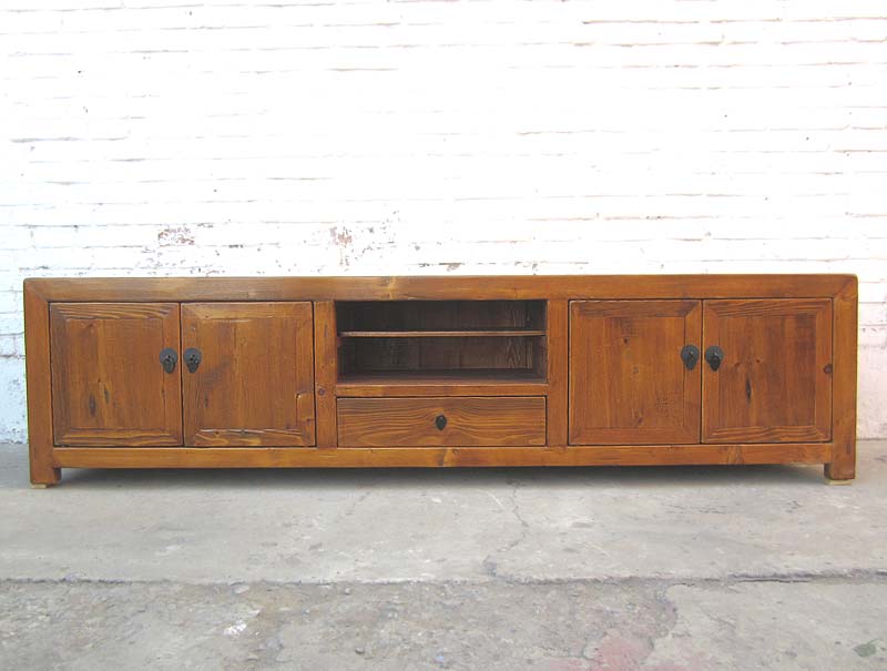 China überbreite TV Kommode Lowboard für Flachbildschirm Antiklook vintage Holz honigbraun