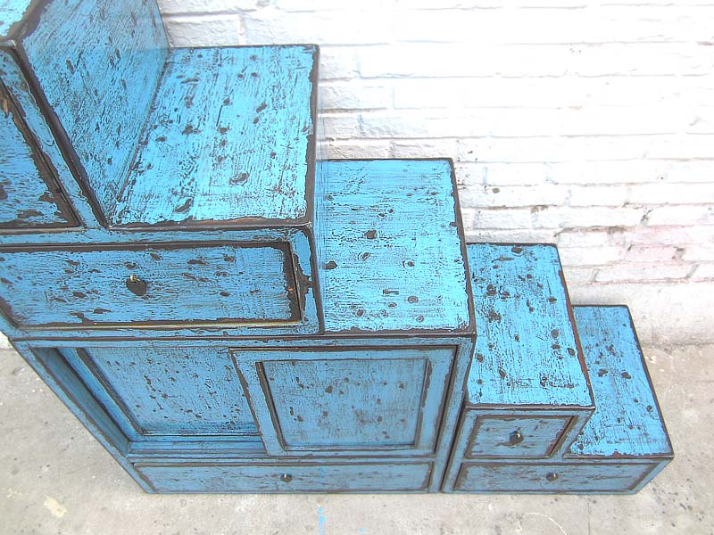 China kleine Stufen Kommode Schubladen azurblau shabby chic