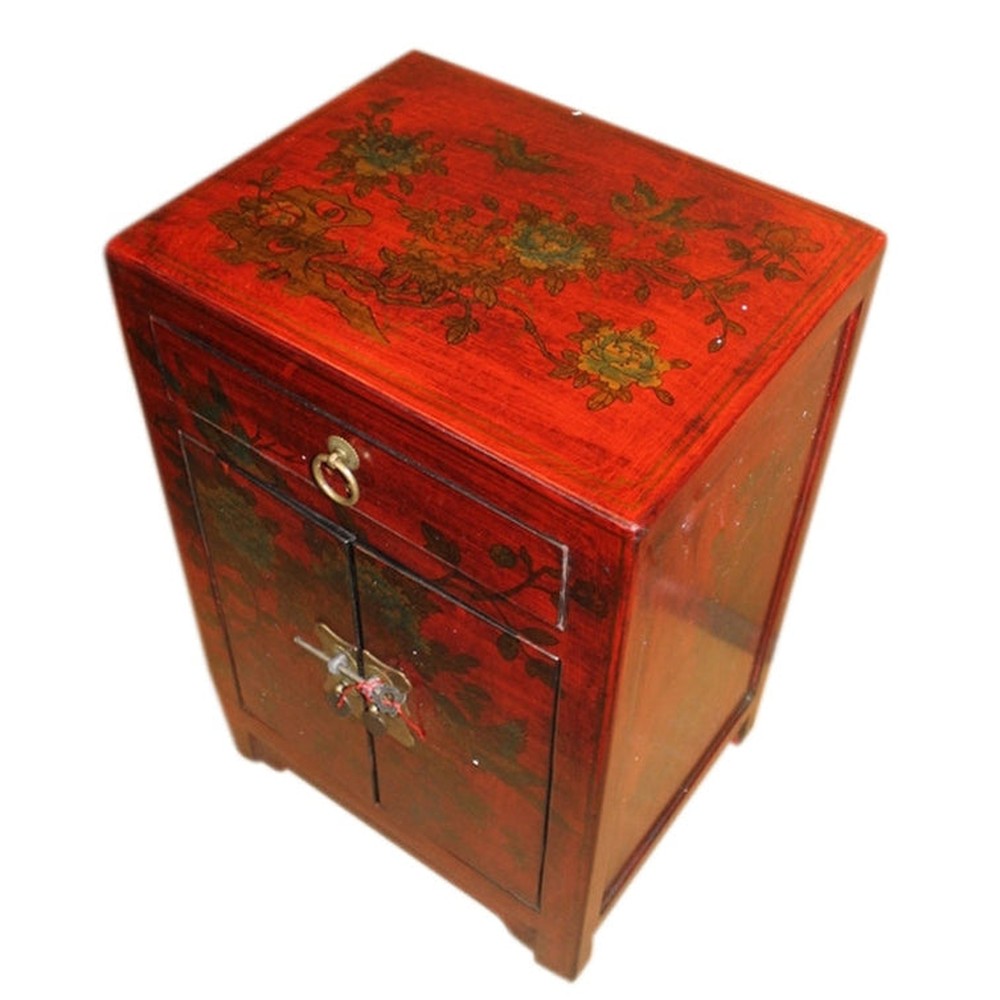China Kommode bemalt Nachtschrank Schubladen & Türen