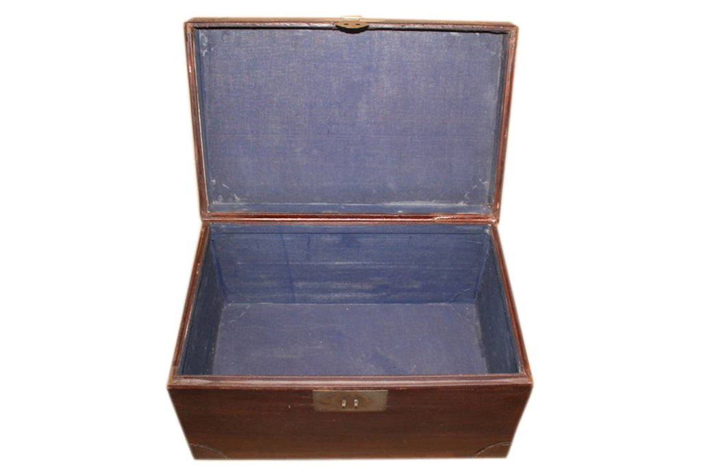 China um 1940 große Truhe Box antike Leder Optik Metallbeschläge