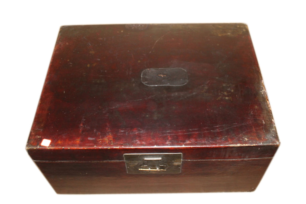 China um 1940 dunkelbraune Truhe Box in antiker Leder Optik